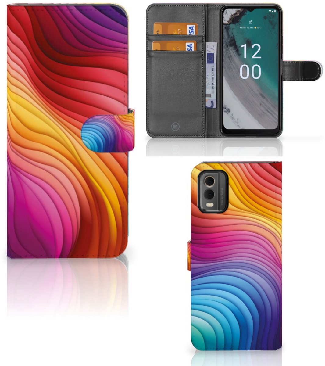 Book Case voor Nokia C32 Regenboog