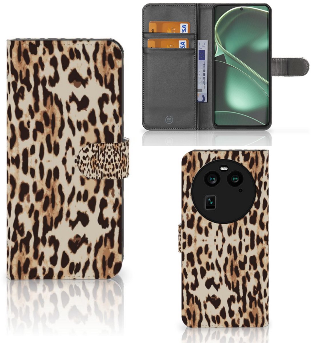 OPPO Find X6 Telefoonhoesje met Pasjes Leopard