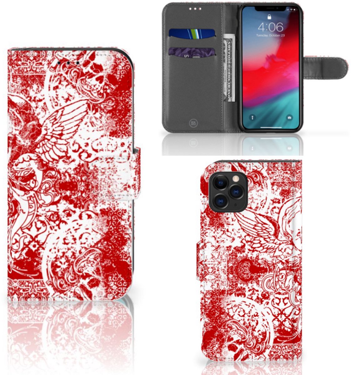 Telefoonhoesje met Naam Apple iPhone 11 Pro Angel Skull Rood
