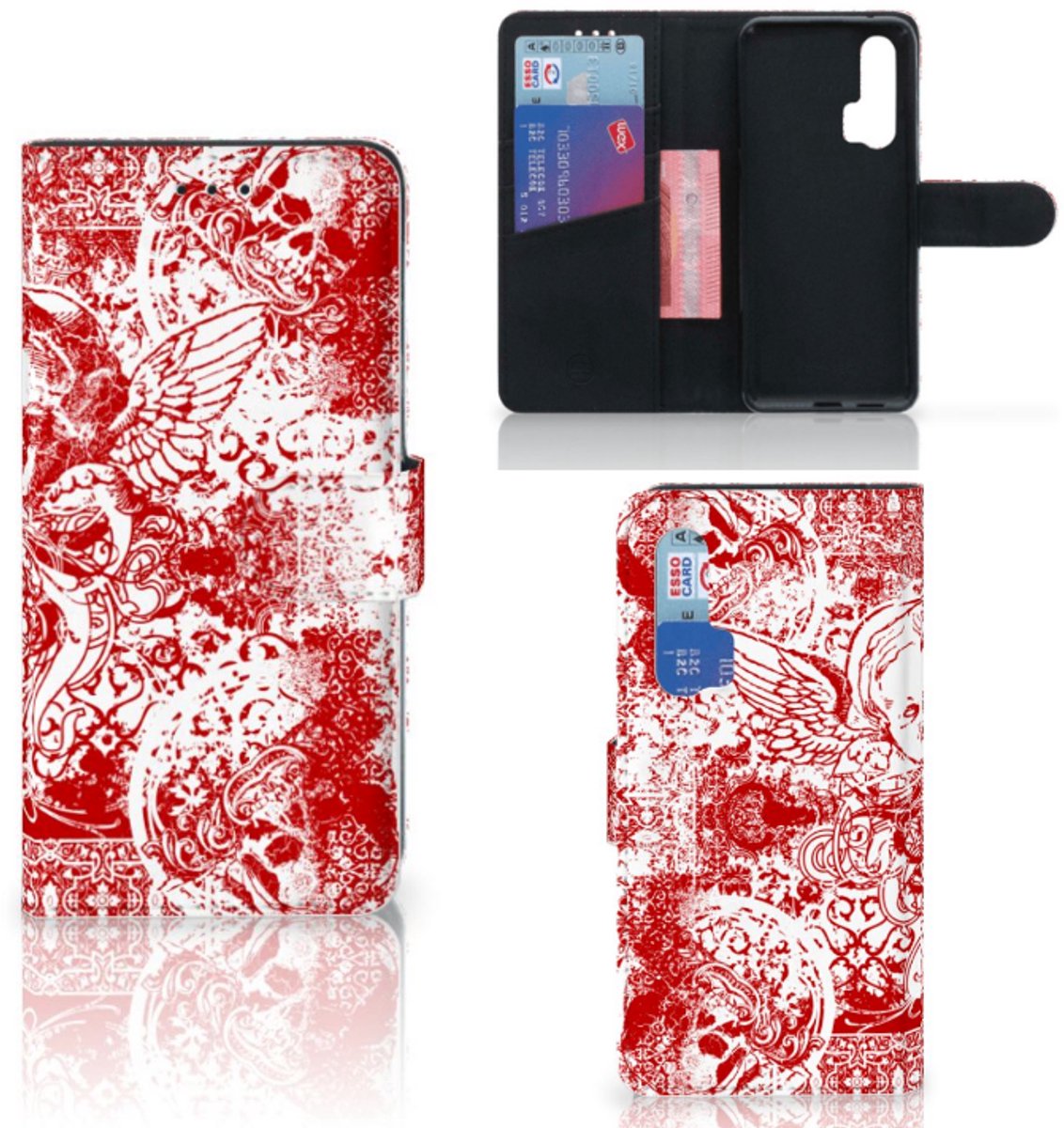 Telefoonhoesje met Naam Honor 20 Pro Angel Skull Rood