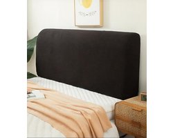 FANSU Headboard Cover for Single, Double King Bed, Polar Fleece Dustproof Headboard Wrap Stretch All-Inclusive Headguard Modern Bedroom Decoration (Black, 150cm)