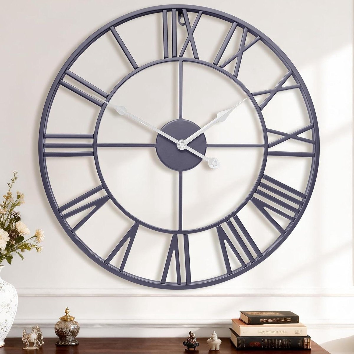 Wandklok Metaal - Decoratieve Klok - Tijd Weergeven - Stille Non-Tikkende Beweging - 355 cm - Leisteen Grijs