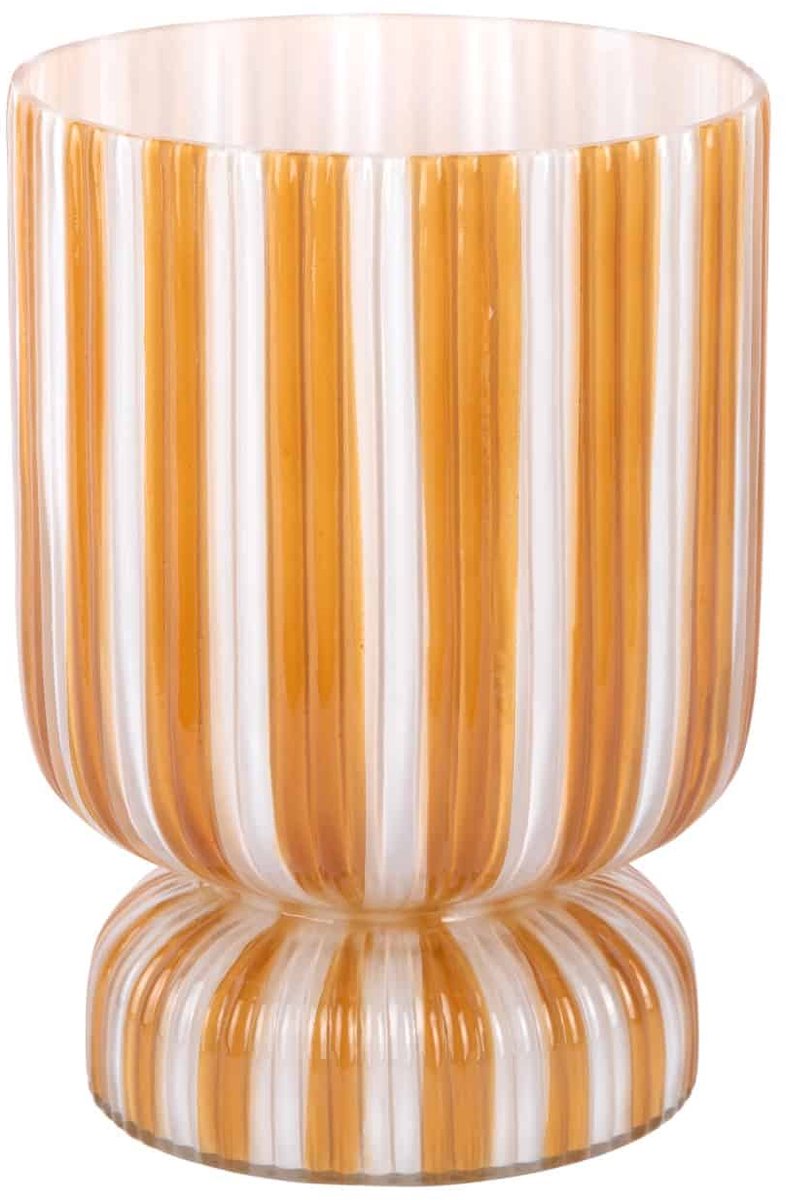Present Time Vaas Raydo Retro - Mango - 20.5x20.5x21.25cm - Glas - Modern - Bloemenvaas - Woondecoratie - Decoratieve vaas voor woonkamer of slaapkamer Geel