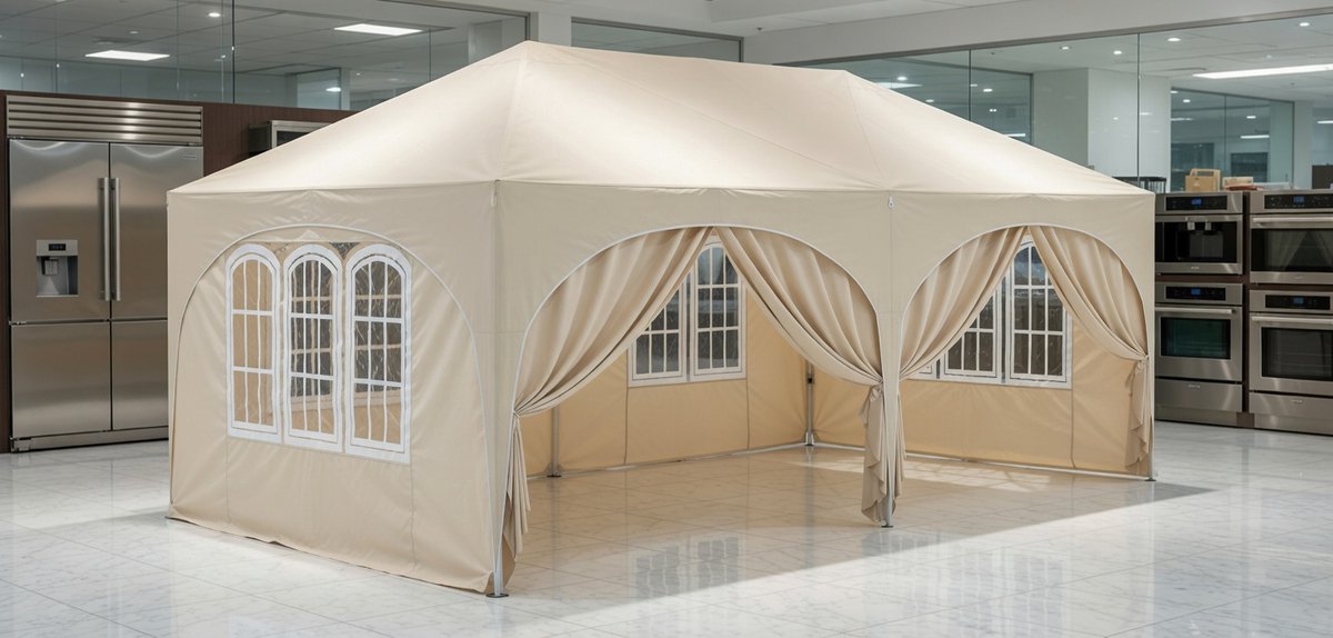 Premium Tuinpaviljoen 3x6 m – Pop-up Partytent met 6 Zijkanten, Waterdicht, UV 50+, In Hoogte Verstelbaar, Opvouwbaar en Draagbaar – Ideaal voor Tuin, Camping, Barbecue en Evenementen – Beige MedahoMeStore