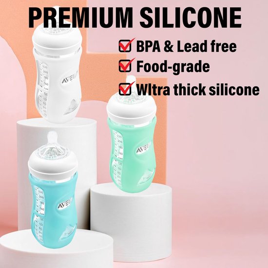 Pack of 3 Silicone Covers for Avent Natural Glass Bottle Holder, Shatterproof Compatible with Philips Avent Natural Glass Bottles, 240 ml (240 ml) — afbeelding 5
