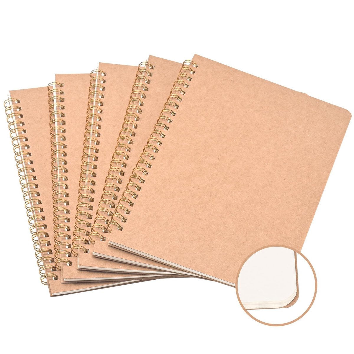 Cosensi - A5 Notitieboek - Kraft Notitieboek - 5 Stuks - 21 x 14 cm - Perfect voor School - Handig voor Kantoor