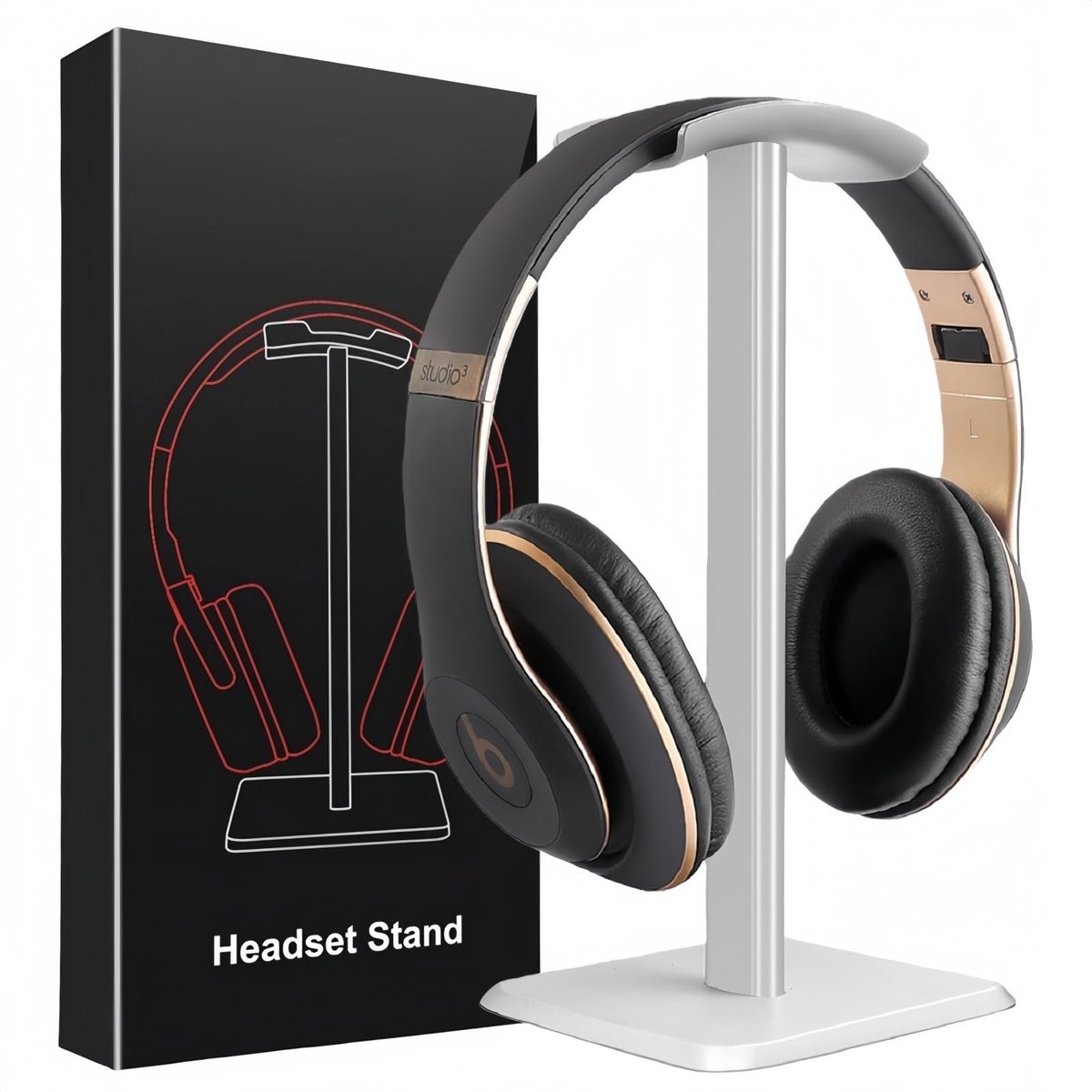 Brenzoos - Headset Stand - Gaming Headphone Holder - Design met Non-Slip TPU Silicone - Zilver - Over-Ear Headphone Hook - Ruimtebesparend - Geschik..