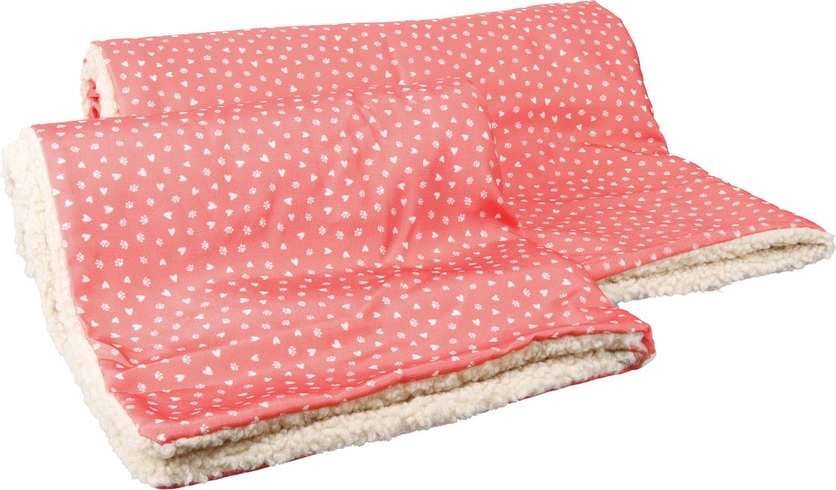 Flamingo - Deken Lief Rechthoekig Beige & Rood - 150 x 100 x 2 cm - Hondenmand - Hondenkussen