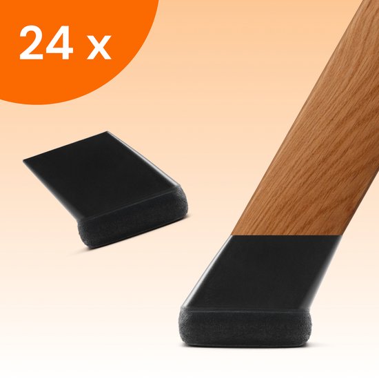 Cache-jambes pour chaises FLOOQ Premium , flexibles, rectangulaires et inclinés, 45 x 25 mm - Feutre anti-rayures - Protection de sol - 24 pièces - Frits
