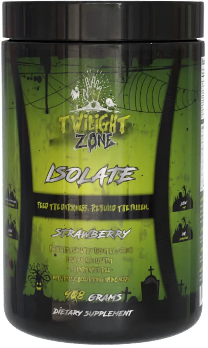 TwilightZone Nutrition Whey Isolate Strawberry – 908g – 30 Servings – Eiwitpoeder – Zeer laag suikergehalte – Nutriworld
