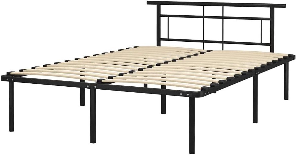Bedframe Metaal - Nachtrust Frame - Slaapkamer Inrichten - Massieve Constructie - 160x200 cm - Zwart