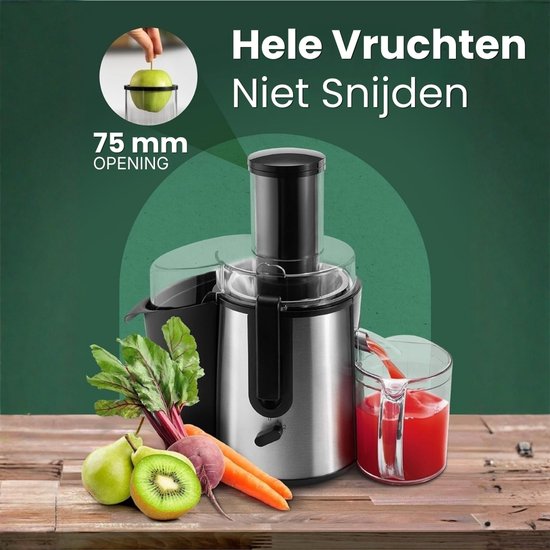 Sapcentrifuge - Fruitpers - Gezond sap maken - 2 snelheden - 75 mm opening - Groen — afbeelding 2