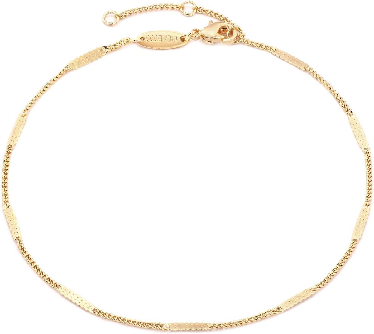 Gouden Anklet - Enkelbandje Kralen - Zomerse Accessoires - Handgemaakt Diamant Geslepen - 0.03 cm - Goud