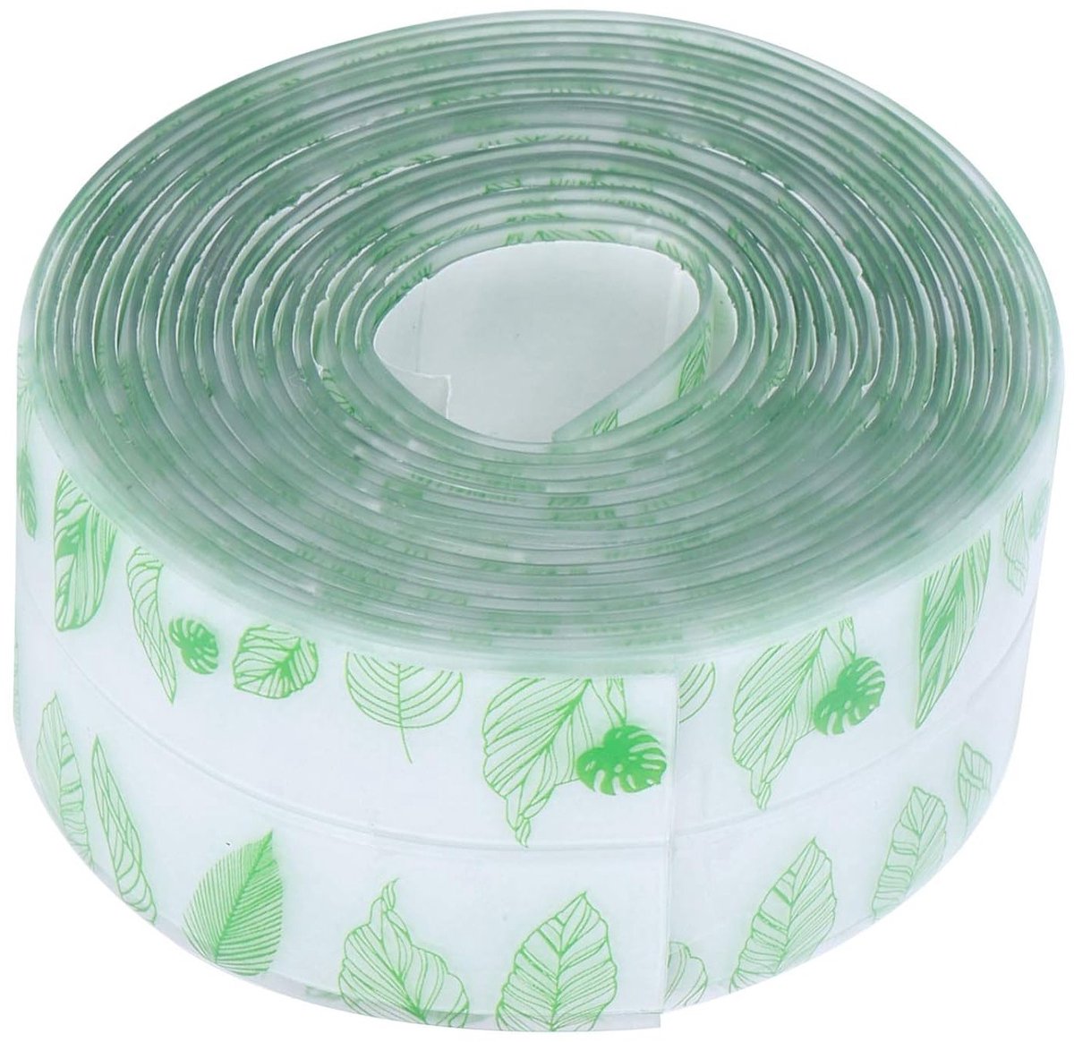 Zelfklevende Afplaktape voor Badkamer en Keuken, Ideaal voor Hoekverbindingen en Modern Interieur met Transparante Groene Bladeren
