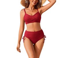 Ekouaer Women's Bikini Set Tummy Control High Waist Swimwear Sexy Two-Piece Swimsuit Twist Front Swimsuit Bikini Sets
