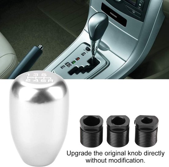 Kimiss schakelknop, handmatig, voor auto, versnellingshendel, universele schakelknop (6 versnellingen) default zilver. van KIMISS — afbeelding 4