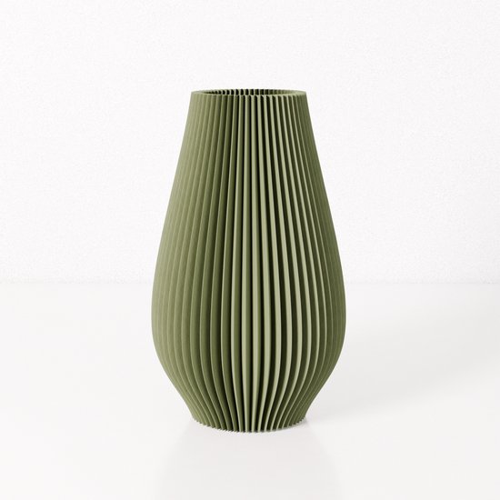 Fleuriek vaas EMMA - Groen H50 cm - Grote vaas met geribbeld design - Moderne vloervaas voor woonkamer of hal - Hoge vaas voor pluimen