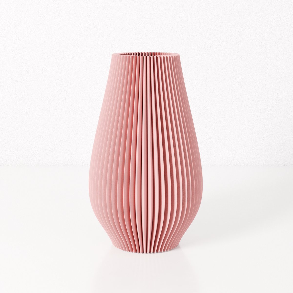 Fleuriek vaas EMMA - Roze H50 cm - Grote vaas met geribbeld design - Moderne vloervaas voor woonkamer of hal - Hoge vaas voor pluimen