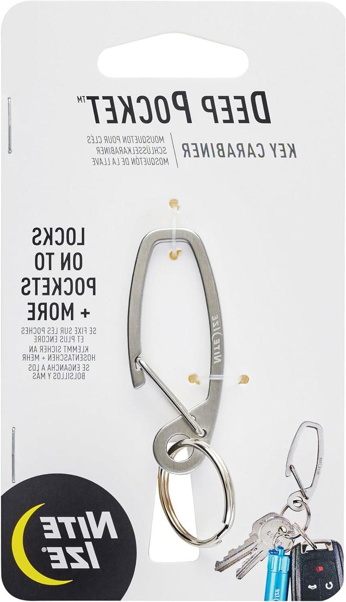 Sleutelkarabijnhaak - Sleutelhanger clip - Sleutels veilig meenemen - Diep zakontwerp - 071 x 206 x 521 cm - Zilver