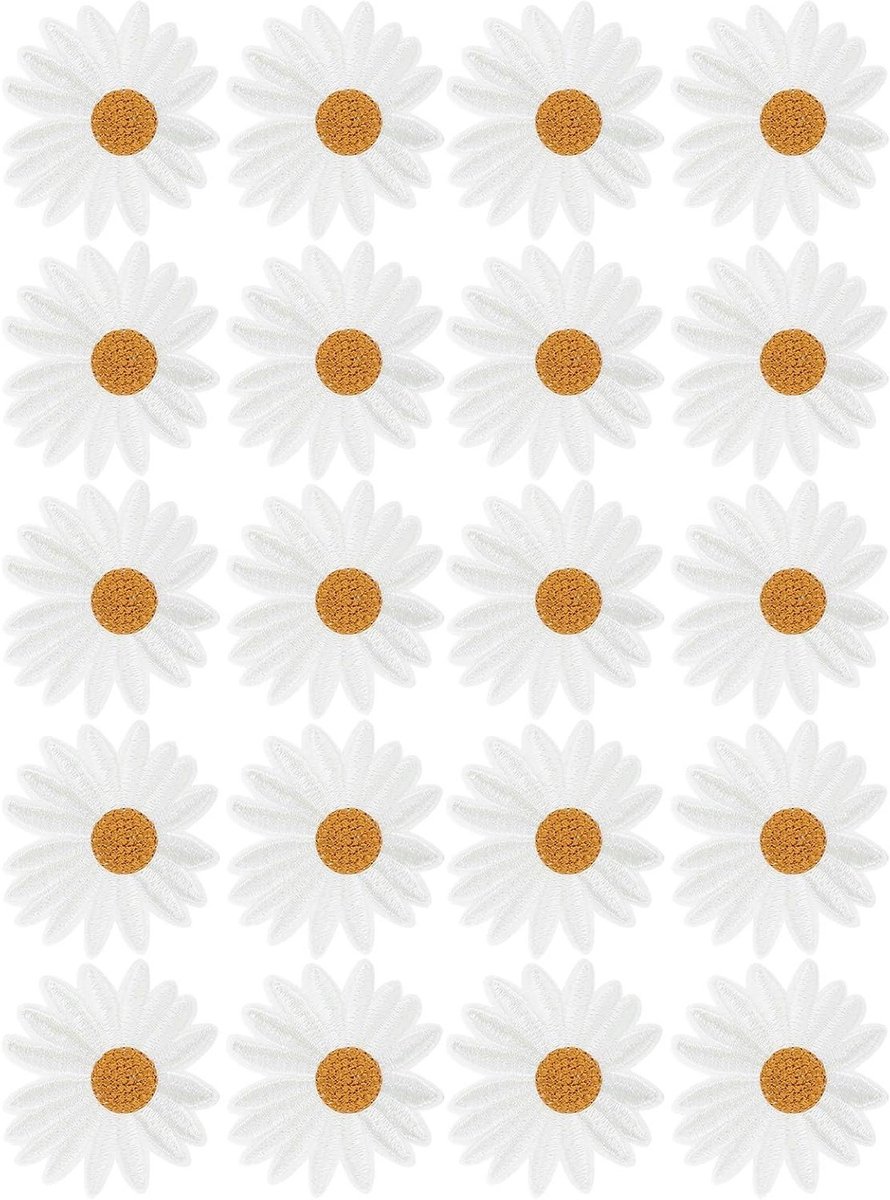 20 Stuks Bloem Applicaties - Mooi Geborduurde Daisy Patches voor Kleding, Handwerk en Decoratie