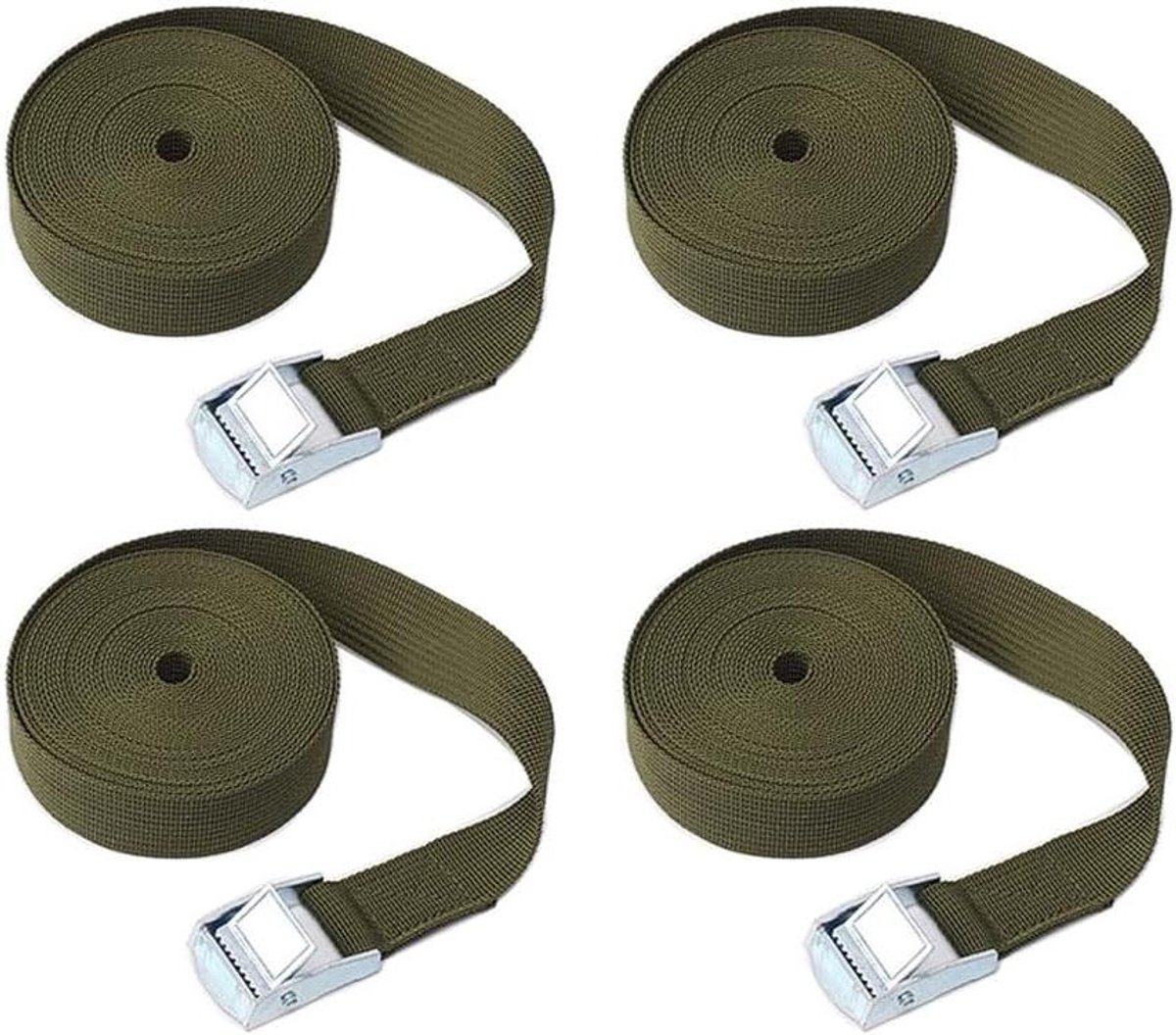 Ratel spanbanden - Sjorbanden vracht - Bagage vastzetten - Verstelbare lengte - 3m x 25mm - Legergroen