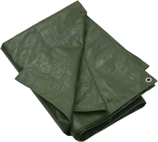 Dekzeil - Waterdicht afdekzeil - 3x3 m - Groen HDPE - Heavy duty bouwzeil 180 g/m² met aluminium zeilogen voor Tuinmeubelen, Brandhout en Camping