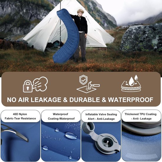 Camping Matras - Opvouwbaar Matras - Vouwmatras - Camping Matje - Slaapmat - Logeer Matras - Luchtmatras - Kampeer Matras - Camping Bedje - Nylon - Tot 272 kg - 14 cm - Blauw - van Imperatoris van Camping — afbeelding 3