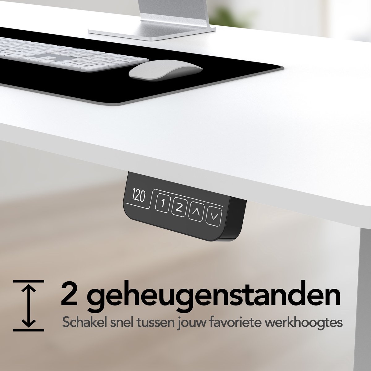 Infinity Goods Zit Sta Bureau - Elektrisch Verstelbaar In Hoogte - 120 x 60 CM - Geheugenfunctie - Wit thumbnail 6