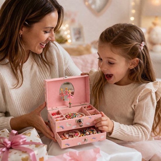 Behave Sieradendoos Meisjes - Muziekdoos - Juwelenkistje - Juwelendoos - Ballerina - Met Muziek - Sieradendoosje - Kinderen - Zonder Batterij - Roze van Behave — afbeelding 4