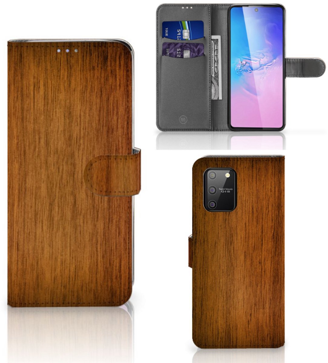 Samsung S10 Lite Book Style Case Donker Hout
