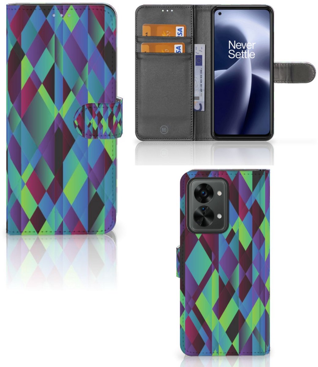 Book Case voor OnePlus Nord 2T Book Case Abstract Green Blue