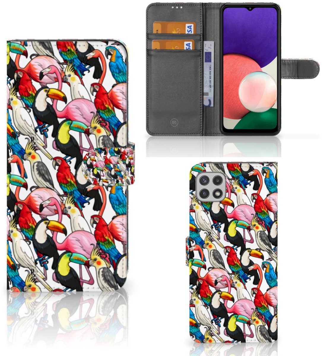 Samsung Galaxy A22 5G Telefoonhoesje met Pasjes Birds