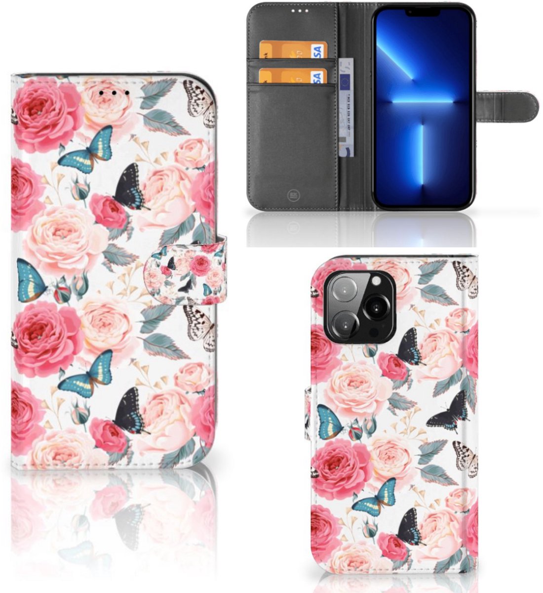 iPhone 13 Pro Max Hoesje Butterfly Roses