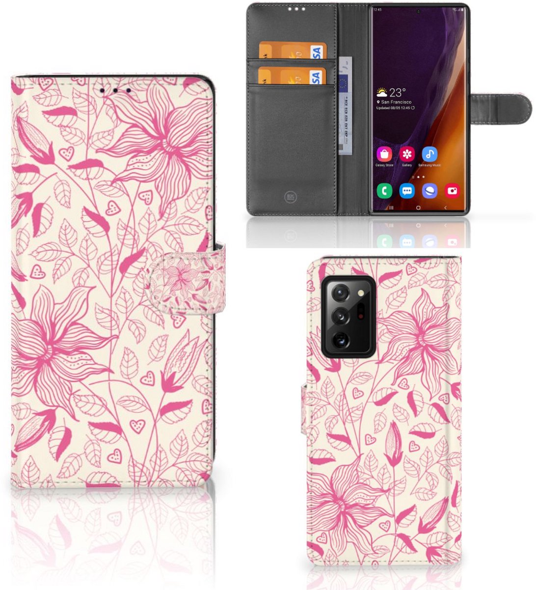 Samsung Galaxy Note20 Ultra Hoesje Pink Flowers