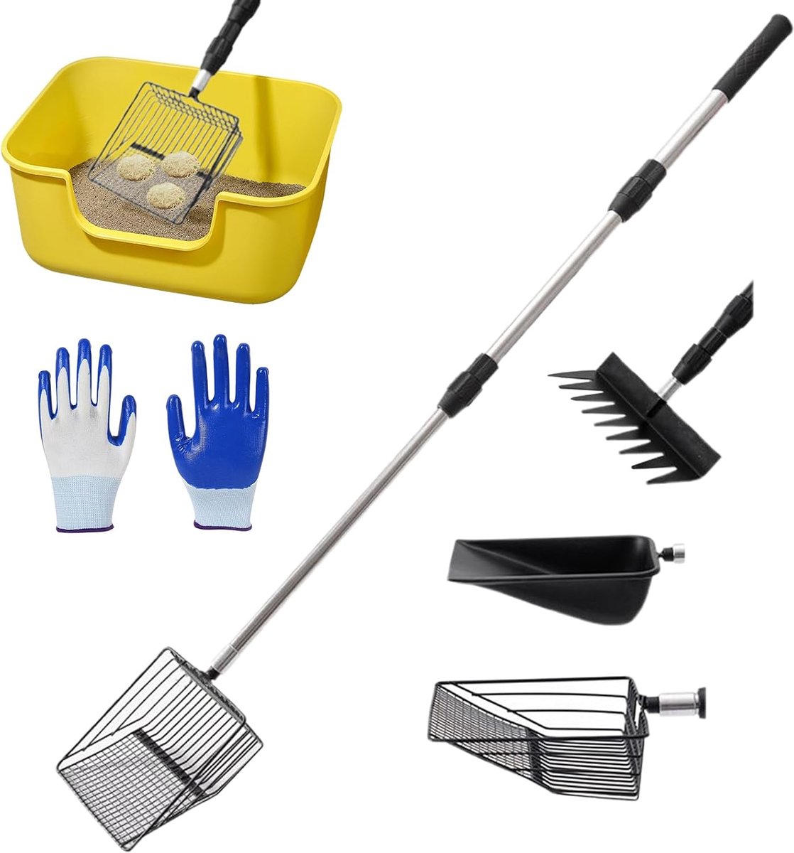 Kippenmest Schep - Reinigingsgereedschap - Boerderij Onderhoud - 4 Scheerkoppen - 44 cm Verstelbaar