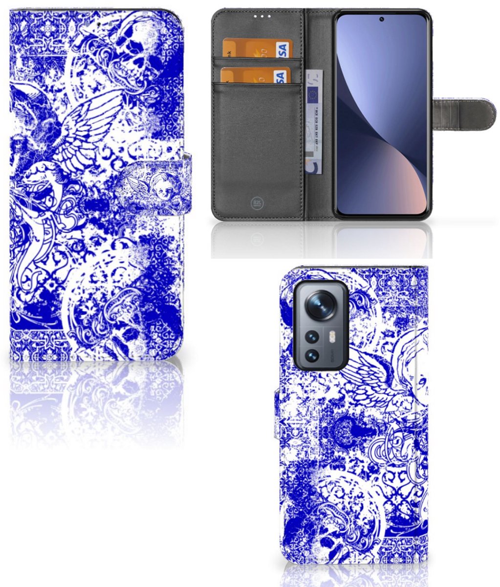 Telefoonhoesje met Naam Xiaomi 12 Pro Angel Skull Blauw