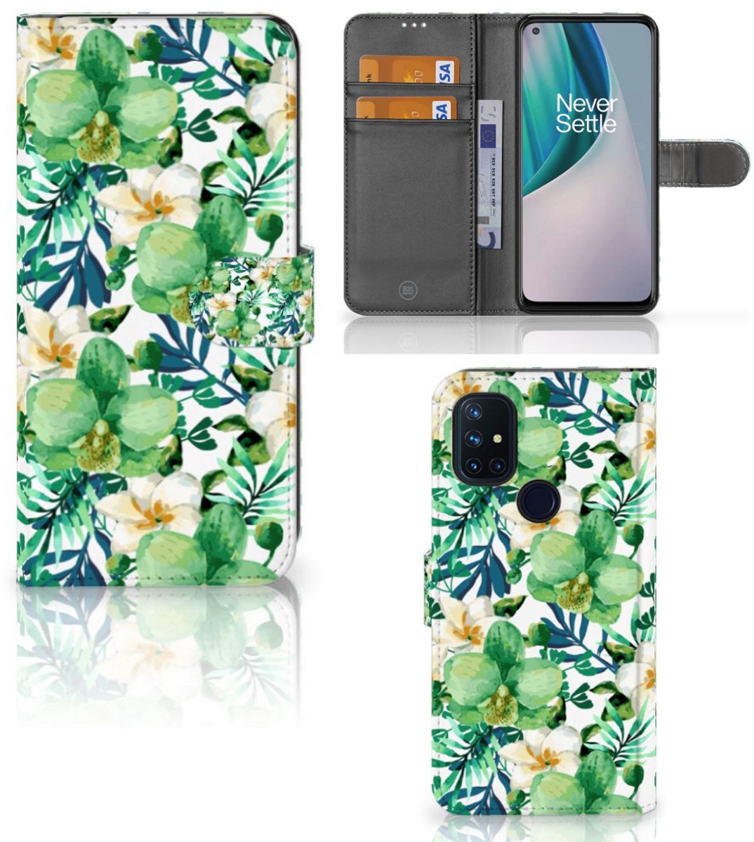 OnePlus Nord N10 Hoesje Orchidee Groen