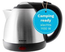 Inventum HW508 Mini Waterkoker - Inhoud 0,8 liter - Roestvrijstaal - 1100 watt - Reiswaterkoker - Geschikt voor camping - RVS/Zwart
