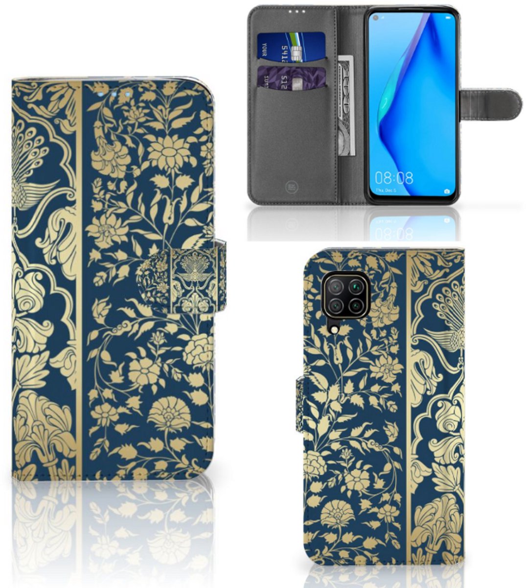 Huawei P40 Lite Hoesje Beige Flowers