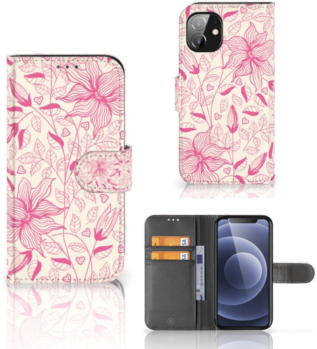 Apple iPhone 12 Mini Hoesje Pink Flowers