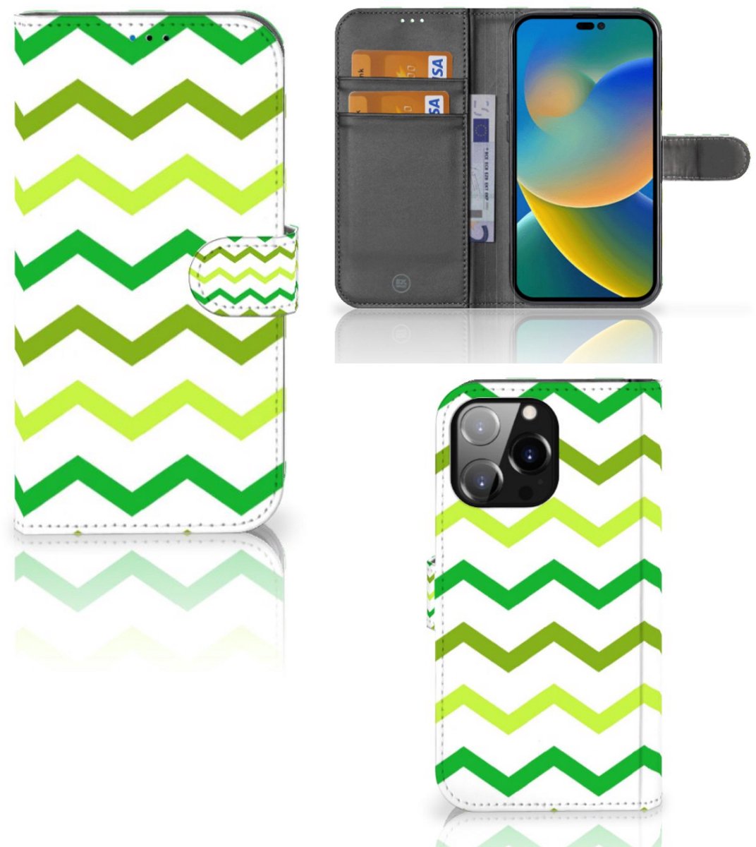 iPhone 14 Pro Max Telefoon Hoesje Zigzag Groen