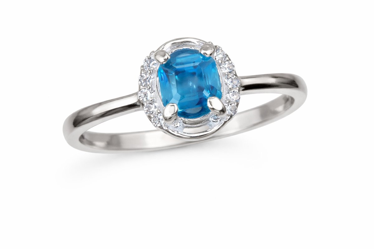 925 Sterling Zilveren Dames Ring met Blauwe Zirkoon - Minimalistische Ring