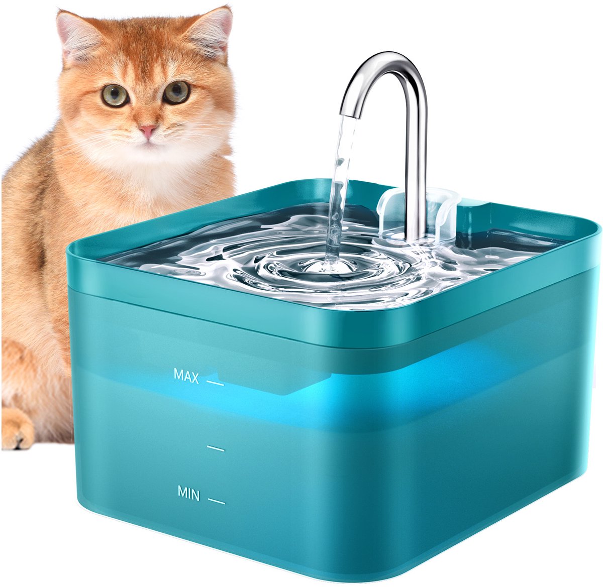 PawPoll Drinkfontein Kat en Hond - 2.2L Waterfontein - Kattenfontein - Incl filter en cleaning tool - Fluisterstil - Waterautomaat - Groen