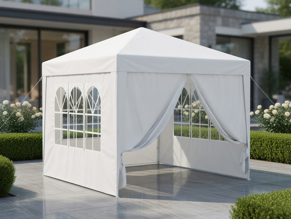 Luxe 3x3m Tuinpaviljoen – Wit – Wit – Industrohome