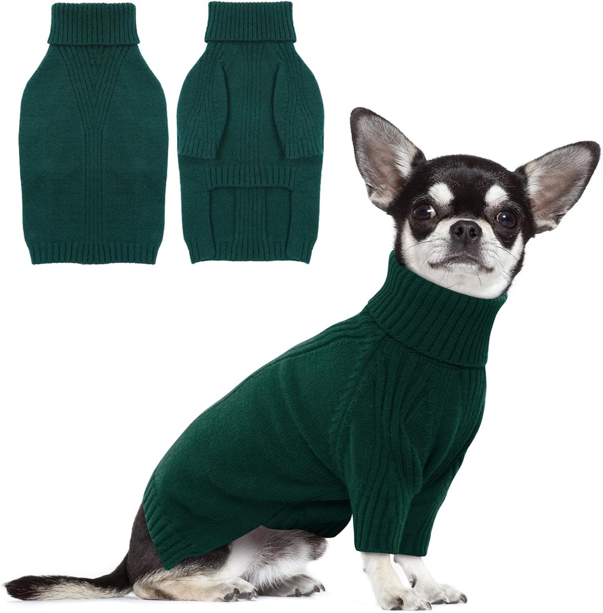CE Katzinst - Dierenkleding - Groene Sweater - Hoge Kraag - Verstelbaar
