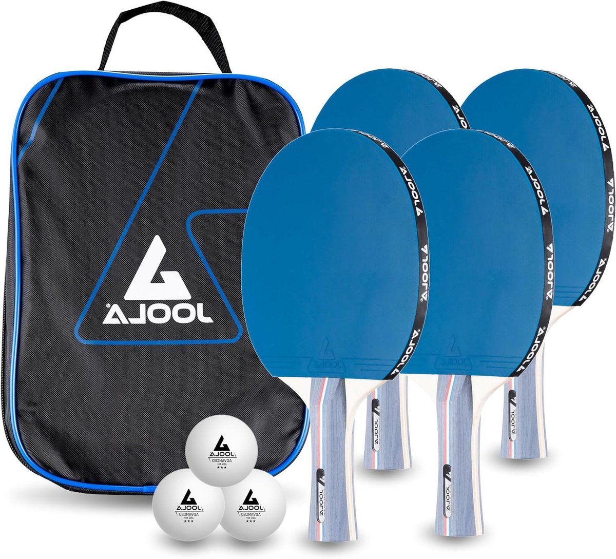 Tafeltennis Set - School Ping Pong - Recreatief Spel - Inclusief Opbergtas - 4 Batjes 3 Ballen - Meerkleurig