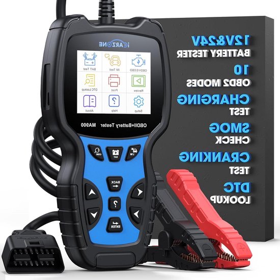 Accu Tester OBD2 Scanner - Diagnose Tool Auto - Auto Onderhoud - 2-in-1 Functie - 12V 24V - Zwart