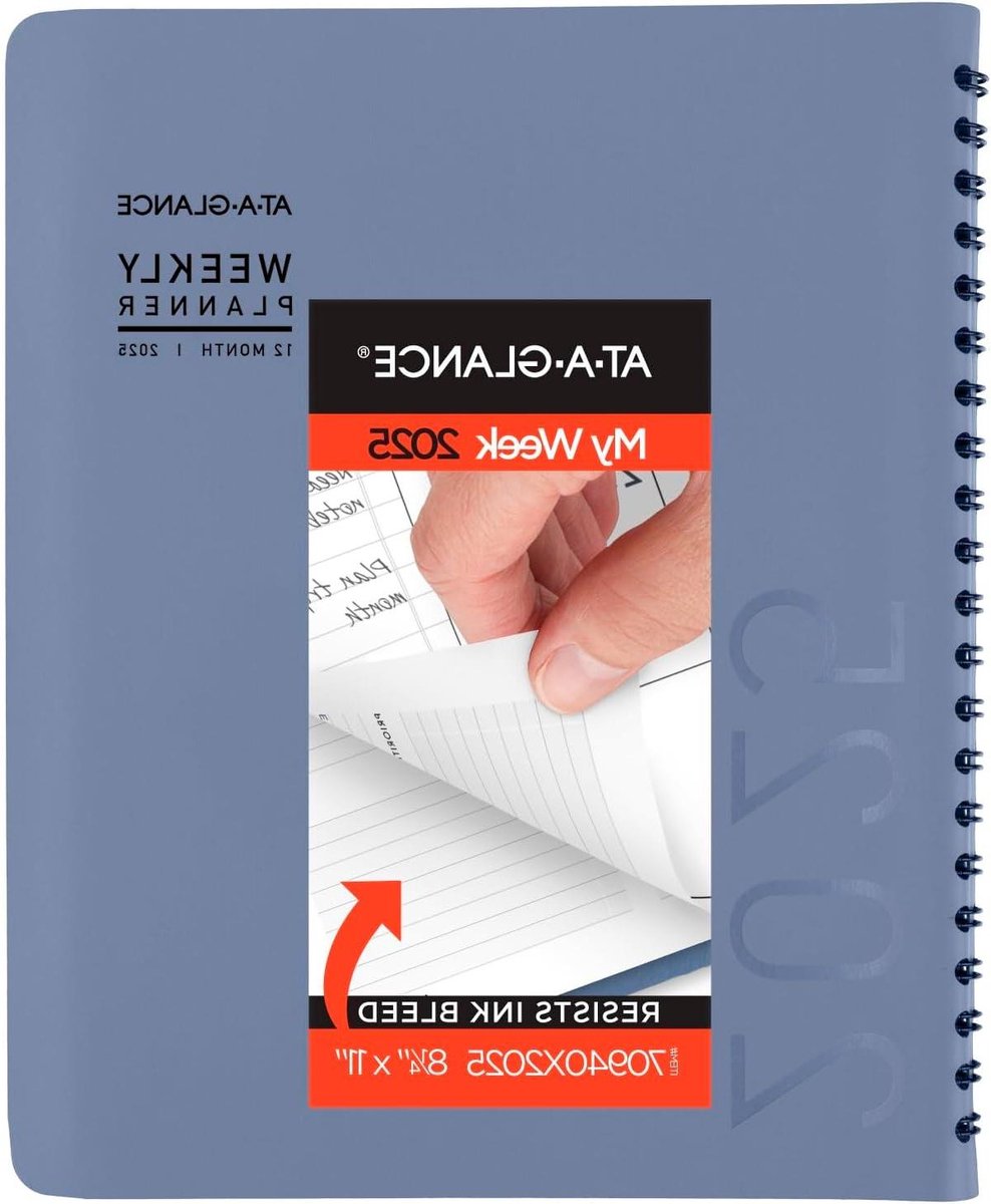 Wekelijkse Maandelijkse Planner - Afsprakenboek Agenda - Jaar Doorplanning - Inktbestendig Papier - 8-1/4" x 11" - Leisteen Blauw