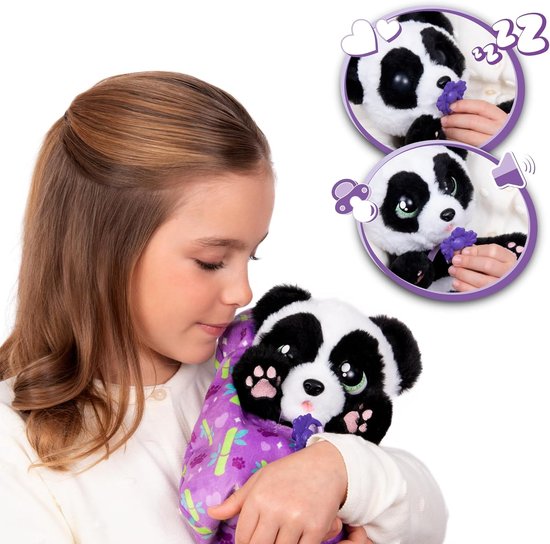 Pluche Panda - Knuffel Dier - Spelen en Knuffelen - Interactieve Oogjes - 24 cm - Paars — afbeelding 3