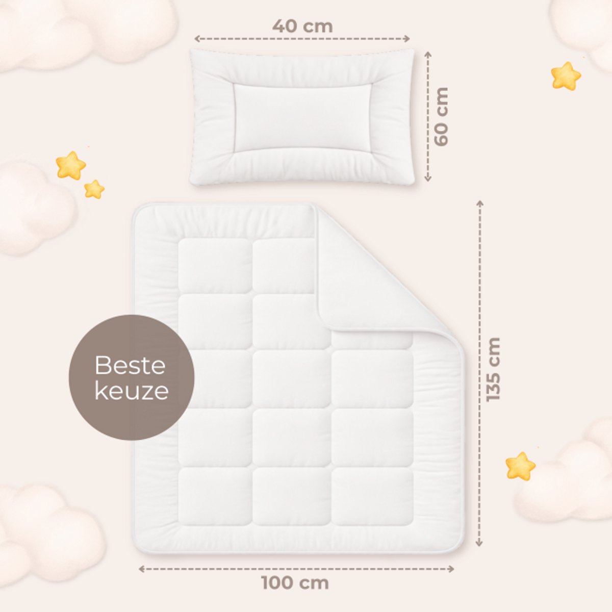 Ledikant Dekbedset Ukkie All Season 135x100 cm met Kussen 40x60 cm - Wasbaar Peuter Dekbed - Baby Dekbed – foto 7